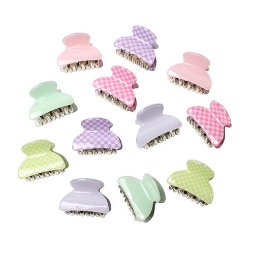 Small Hair Clips, Cute Checkerboard Hair Claw Clips for Women 1.57 inch Hair Clip for Girls Acryl...