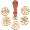 SWANGSA Christmas Wax Seal Stamp Gift Box Set, Vintage 6 Sealing Stamp Heads + 1 Wooden Hilt, Wax Stamp Kit for Christmas Party Invitations, Cards and Gift Packaging (Christmas Kit)