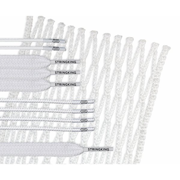 StringKing Grizzly 1s Semi-Soft Goalie Lacrosse Mesh Kit with Mesh and Strings (White)