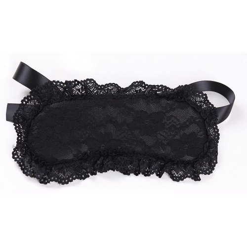 Soft Lace Eye Mask Party Ribbon Accessories, Eye Mask Comfortable Sleep Mask Can Be Adjusted to Shading Eyes, Travel, Meditation (Black)