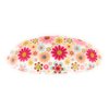 Pink white yellow barrette floral oval plastic curved hair clip 3.25 inches long 1.25 inches wide daisy flowers