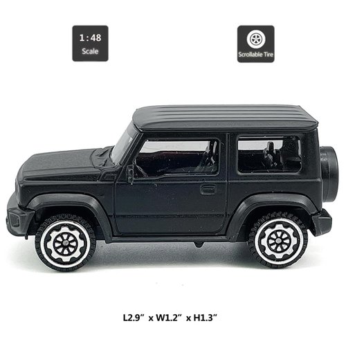 1:48 Scale 2018 Suzuki Jimny Model Car SUV Diecast Toy Cars Metal Alloy Children’s Die-cast Vehicles, Collection for Men, Toys for Boys Kids Gifts, Cake Topper, matt Black