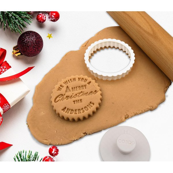 Personalized Christmas Cookie Stamp. 2024 Christmas Cookie Cutter - Personalized Cookie Cutter and Fondant Embosser. Design Merry Christmas - Cookie Stamp Christmas Cookie Mold CO3DPRINT 3"