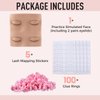 Pretty memory Lash Practice Kit with 2 Pairs of Lash Mannequin Head, 100 Pcs Glue Rings for Eyelash Extension, 35 Pairs of Lash Mapping Stickers, Eyelash Extension Supplies for Lash Extension Practice