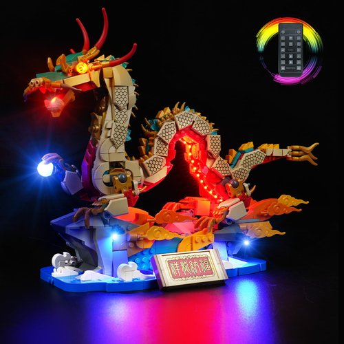 DALDED LED Lighting Kit for Lego Auspicious Dragon, LED Light Compatible with Lego 80112 Building Block Models (Remote Control Version)