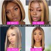 Highlight Bob Wig Human Hair Wear and Go Glueless 4/27 Highlight Bob Lace Front Wig Human Hair Pre Plucked Bob 13X4 HD Lace Frontal Wig With Baby Hair Ombre Brown Honey Blonde Bob Wigs For Black Women