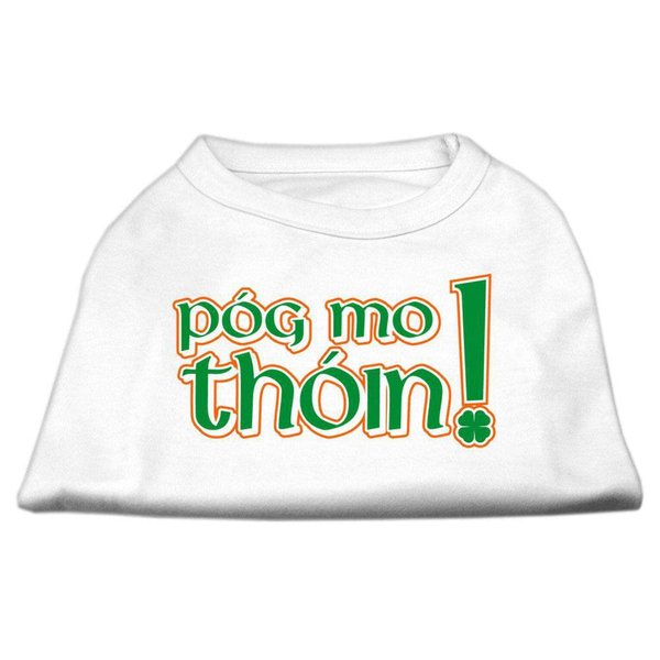 Pet Dog & Cat Shirt Screen Printed, "Pog Mo Thoin" White MD (6-10 lbs.)