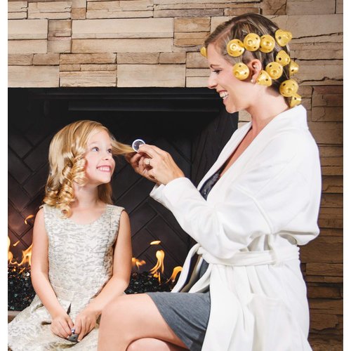 Spoolies Original Hair Curlers, Heatless Silicone Rollers with Mesh Bag Gift for Natural Hair, Hair Extension plus Wigs, Made in USA, 15 Jumbo Size (Gold Edition)