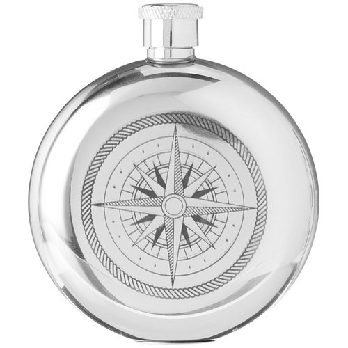 Kikkerland 3-Ounce Compass Canteen Flask, Small