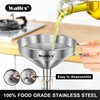 Walfos 3Pcs Kitchen Funnel with 2 Removable Strainer ＆ 1 Cleaning Brush & 1Pc 200 Mesh Food Filter Strainer, Food Grade Stainless Steel Funnel for Transferring of Liquid, Oils, Jam, Dry Ingredients