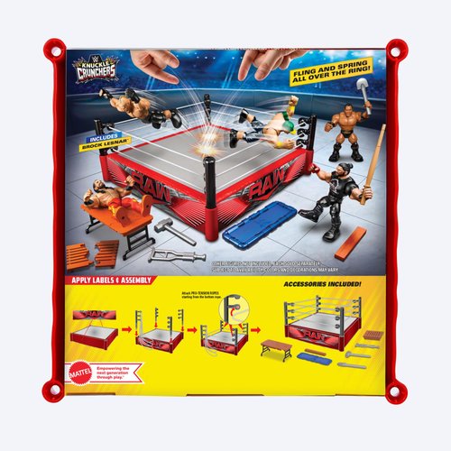 Mattel WWE Knuckle Crunchers Playset with Action Figure & Accessories, Rebound Ring with Flex Mat Technology, Brock Lesnar 2.5-inch Figure