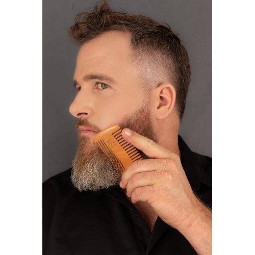Wooden Beard and Moustache Comb and Brush Set, Beard Grooming Kit for Men for Styling and Hair Care, Handmade Wooden Comb and Beard Brush for Straightening and Conditioning Beards