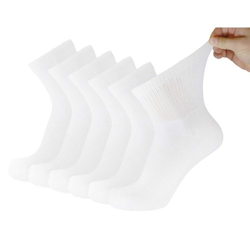 Big and Tall Diabetic Neuropathy Ankle Socks, King Size Mens Athletic Quarter Socks (13-16, White) - 6 Pairs