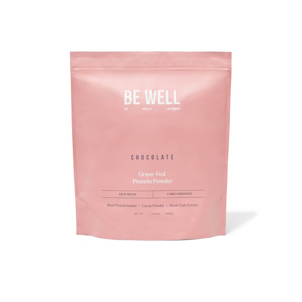 Be Well by Kelly LeVeque Swedish Grass-Fed Beef Protein Powder, Paleo and Keto Friendly, Dairy-Free & Gluten-Free, Low Carb Protein Powder with BCAAs & Collagen, 24g Protein (Chocolate - 30 Servings)