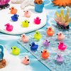 LHSYFBZ 120Pcs Mini Resin Flamingo Ducks, Colorful Flamingo Tiny Ducks, Cute Flamingo Figurines for Cake Topper Garden Dollhouse Landscape Aquarium Ornaments DIY Crafts