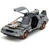Delorean DMC (Time Machine) Brushed Metal Train Wheel Version Back to The Future Part III (1990) Movie Hollywood Rides Series 1/32 Diecast Model Car by Jada 34786