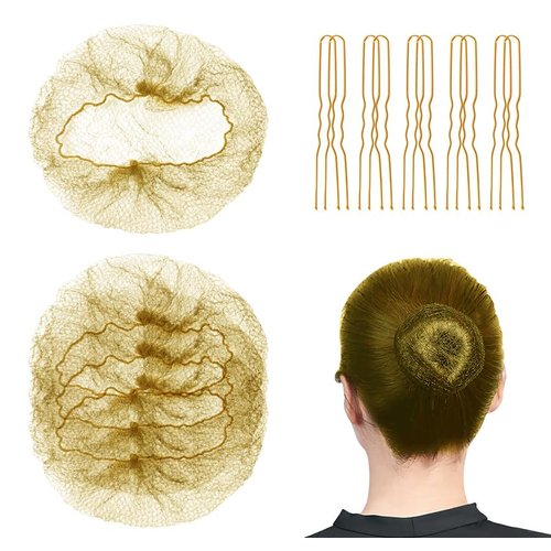 Blonde Hair Nets 20PCS Hair Nets Invisible and 50Pcs U Shaped Hair Pins Set Bun Hair Nets Invisible Elastic Edge Mesh Hairnets Ballet Hair Net for Ballet Girls, Food Service, Sleeping, Wig, Women