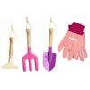 Kinderific Gardening Set, Tool Kit, for Kids, STEM, Includes Tote Bag, Spade, Watering Can, Rake, Fork, Trowel and Gloves (Pink)