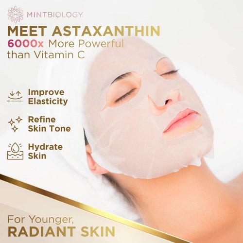 Korean Sheet Mask | AGELESS Advanced Nutrient Locking Korean Skin Care Masks | Astaxanthin & Collagen Face Mask for Women | Nourish, Hydrate & Soften Lines & Wrinkles Spots | Cruelty Free Facial Masks