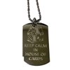 Hat Shark Keep Calm in House of Cards - Military Dog Tag, Luggage Tag Metal Chain Necklace