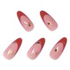 BABALAL French Tip Press on Nails Medium Almond Fake Nails Red Glue on Nails Rhinestone Acrylic Nails 24Pcs Glossy Stiletto Manicure Artificial False Nails Press on