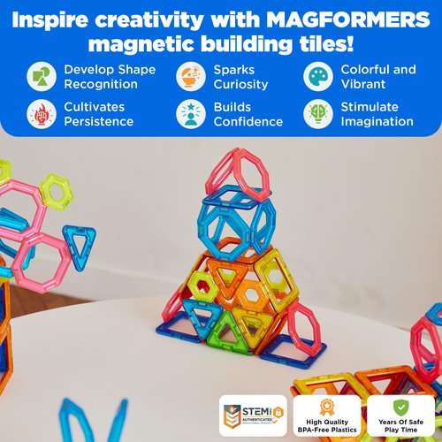Magformers Challenger 30-Piece Set | Magnetic Tiles Building Blocks, Educational Kit, STEM Toy Set | Magnetic Building Tiles for Kids to Develop Problem-Solving Abilities and Shape Recognition