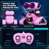 Yerloa Girls Robot Toys with 3D Stickers for 3-5, Baby Easter Toys Remote Control Robot Toy for Kids with Music and 4 Color LED Eyes, Singing, Dancing, Birthday for Boys Girls Aged 3 4 5 6 7 Year Old