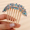 Missgrace Boho Prom Party Shiny Flower Floral Hair Combs Blue Pink Purple Bridal Wedding Hair Crystal Rhinestones Women Hair Side Combs Hair Accessories for Women (Blue)