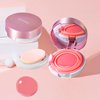 BLUE LOVE Cushion Liquid Blush for Cheeks, Finesse Liquid Silky Face Blushes Makeup, Contour & Highlight Cream Blush for Sheer Finish with a Natural Glow (02# Peach Pink, 2.27 Ounce)