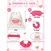 Bunnycool 24 Pcs Sleepover Party Supplies Birthday Party Favor with Satin Eye Mask Satin Hair Scrunchies(Rose Red)