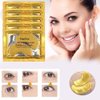 KlsyChry 24K Gold Gel Crystal Collagen Lip and Eye Mask, 5 Pairs Gold Eye Mask Patches and 5 Pcs Gold Lip Mask Pads for Moisturizing, Anti Wrinkle, Anti Aging, Hydrating Lips and Eyes