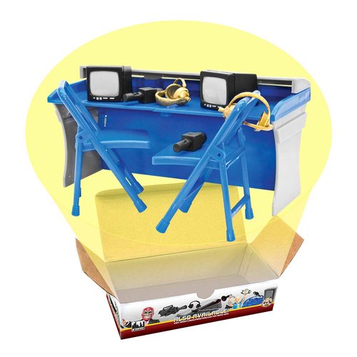 Blue & Gray Commentator Table Playset for Wrestling Action Figures