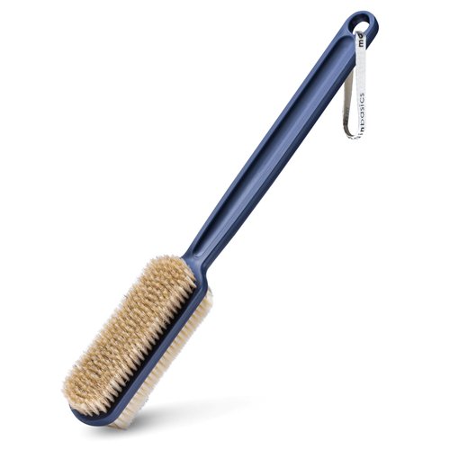 MainBasics Back Scrubber Shower Brush Long Handle Back Brush Dual-Sided Body Brush with Exfoliating and Soft Bristles (Ultramarine, Plastic)