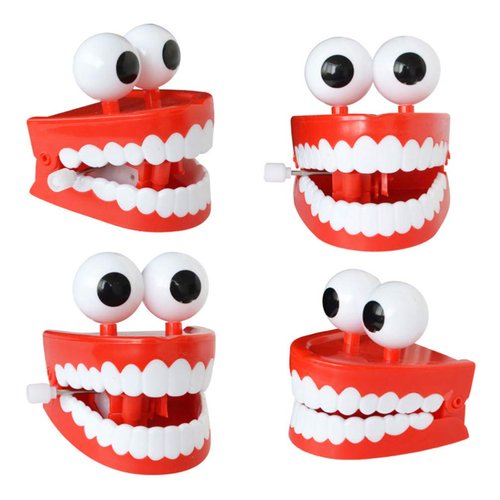 TOYANDONA 4 Pcs Wind-up Chatter Teeth with Eyes,Funny Walking Babbling Chattering Teeth Toys Hall...