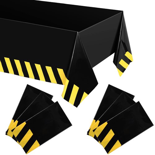 Remagr 6 Pcs Construction Birthday Party Tablecloth 51 x 71 Inch Dump Truck Birthday Table Covers for Kids Boys Birthday Construction Party Decorations (Elegant Style)