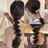 Generic 5 Pcs Bowknot Braided Telephone Wire Hair Bands Elastic Spiral Hair Ties Phone Cord for Women Girls Ponytail Holder Accessories