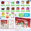 HEVARAL 100PCS Magnetic Blocks, Magnetic Building Blocks Set for Boys Girls, Build Magnet Blocks Set with Christmas-Themed, Magnetic Tiles for Kids STEM Sensory Toys, for Kids Ages 3 4 5 6 7 8 9