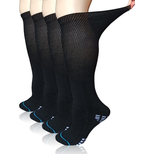 COIYUFUX Extra Wide Socks For Bariatric Feet- Knee High Diabetic Socks For Men Women, Cast Socks Lymphedema Socks for Swollen Foot Ankle Leg (Black)
