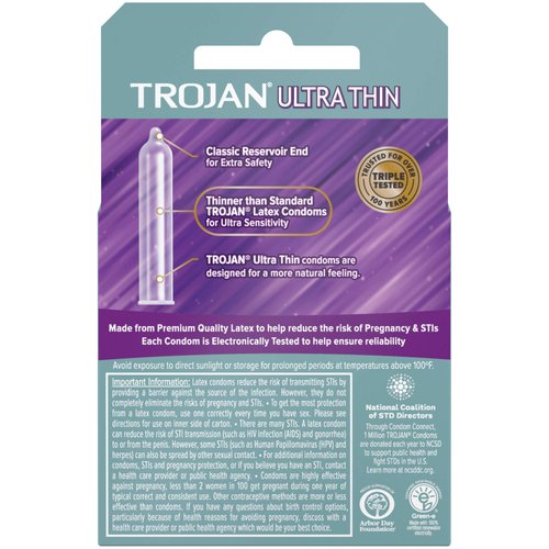 Trojan Ultra Thin Lubricated Condoms - 3 Count, Pack of 6 (Packaging May Vary)