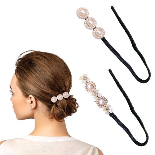 Magic Hair Knot Set with 2 Piece Pearl Flower Hair Bun Maker,Women Donut Hair Bun Maker for Women,Girls,Women,Hairstyling Tool for Elegant Hairstyles …