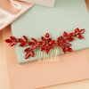 Kercisbeauty Bridal Red Rhinestones Hair Comb Women Ladies Banquet Special Events Updo Hair Styling Crystal Jewelry (Red)