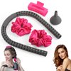 TECHPLUS Revolutionary Heatless Curling Rod Headband–Hollow Design for Fast Styling, Quick Hair Curlers with Hair Clip and Scrunchie for Women and Girls (Black, Medium)