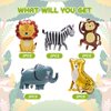 Whaline 10Pcs Jungle Animal Balloons Lion Monkey Elephant Safari Animal Balloons Wild Zebra Leopard Foil Balloons with Straw for Party Celebrations Decor Supplies