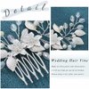 Aukmla Leaf Bride Wedding Hair Comb Flower Bridal Hair Pieces Rhinestones Side Comb Hair Accessories for Women and Girls (Pack of 2) (Silver)