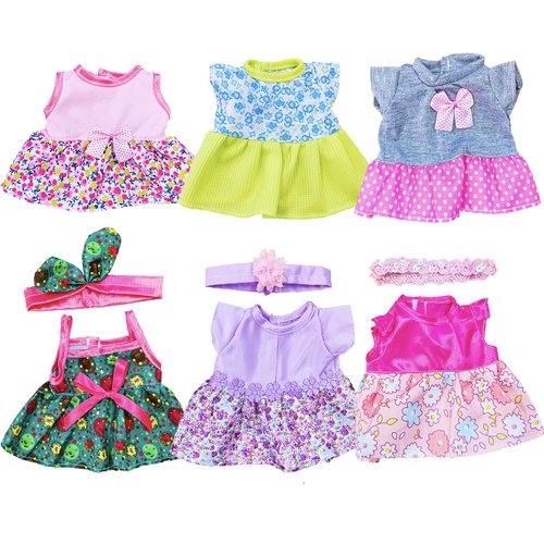 JING SHOW BUSSINESS Baby Doll Clothes ,6 Sets Girl Doll Clothes Dress for 10-12 Inch Doll, Doll Clothes Accessories for Baby Doll Girl