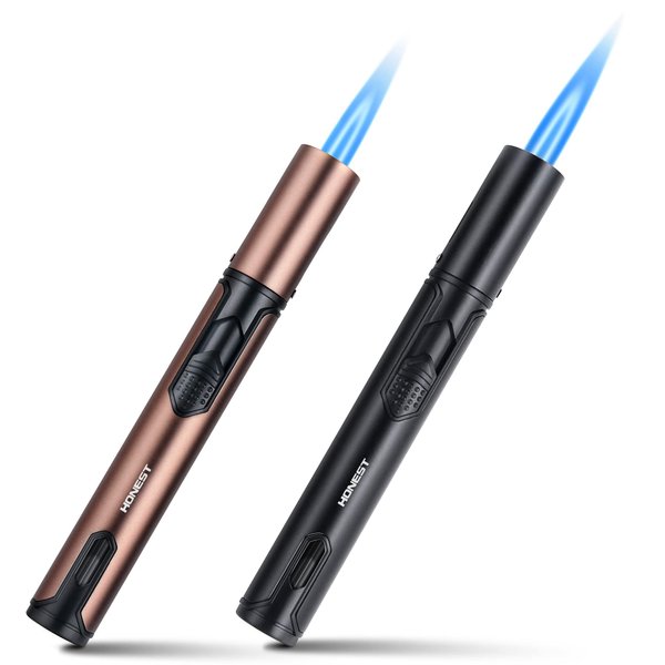 IEIK Butane Torch Lighter 2 Pack Refillable Adjustable Jet Flame Long Pen Lighter for BBQ Stove Grill Candle Camping 6-inch (Gas Not Included)