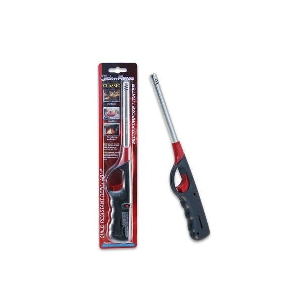 Click N Flame BBQ Kitchen Lighter Long Reach Lighter for All Occasion Candle Grill Stove Outdoor Camp Refillable Lighter - 3 Pack