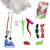 8 Pcs Christmas Cat Toy Box for Cats, Including 2 Cat Wand Refills, 2 Catnip Kicker Toys Red/Green, 1 Cat Mouse Toy, 1 Cat Spring Toy, 2 Worm Cat Teaser Toys for Indoor Cats