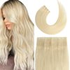 Tape in Hair Extensions 60 Platinum Blonde 100% Remy Human Hair Extensions Silky Straight for Fashion Women 20 Pcs/Package(22Inch #60 60g)