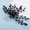 Teyglen Rhinestone Wedding Hair Comb Bridal Black Crystal Hair Side Comb Handmade Black Beads Hair Piece Vintage Headpiece Hair Accessories for Women Girls Party Prom Festival